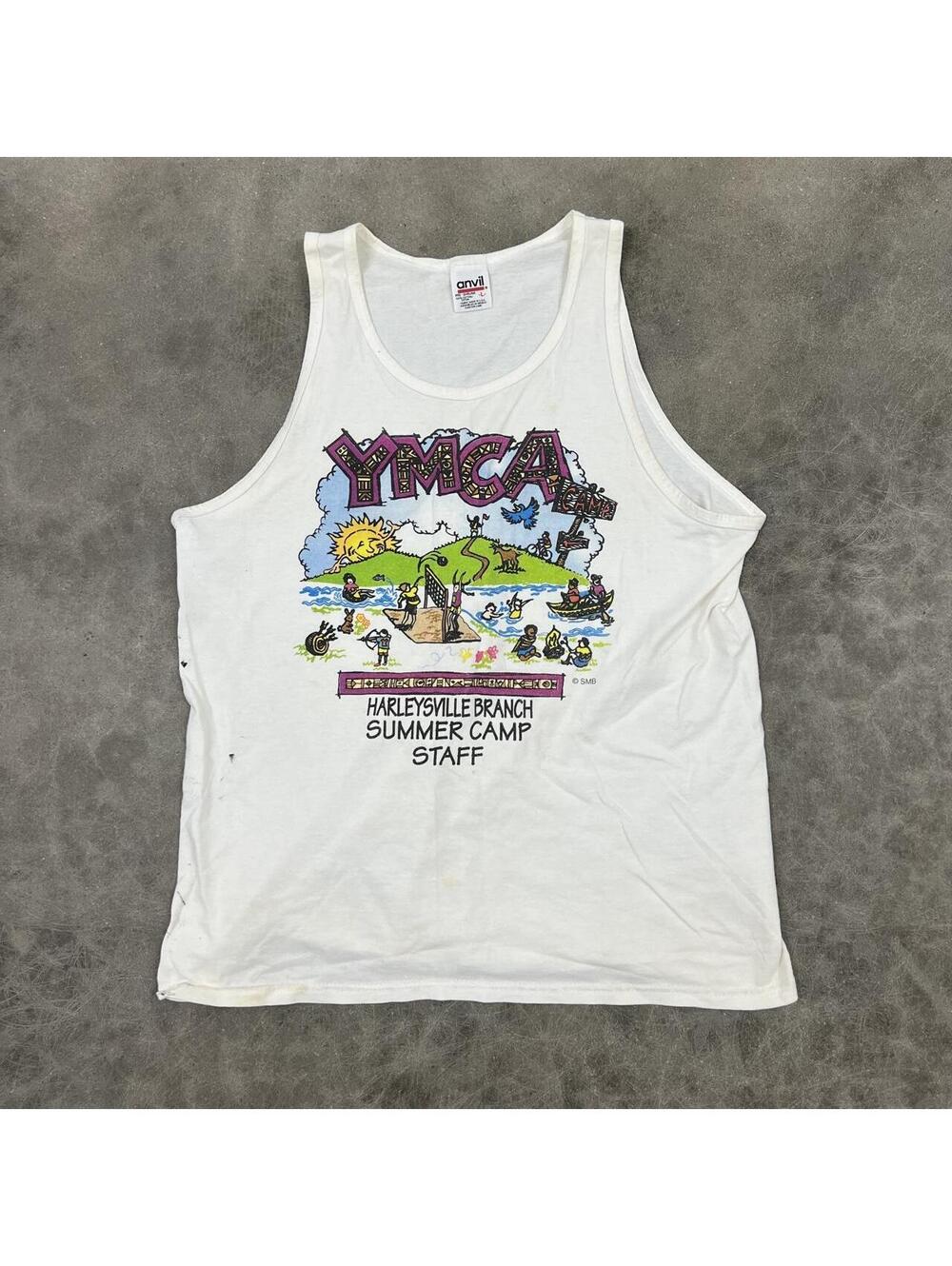 1980s YMCA Harleyville Branch Summer Camp Staff Cotton Tank Top
